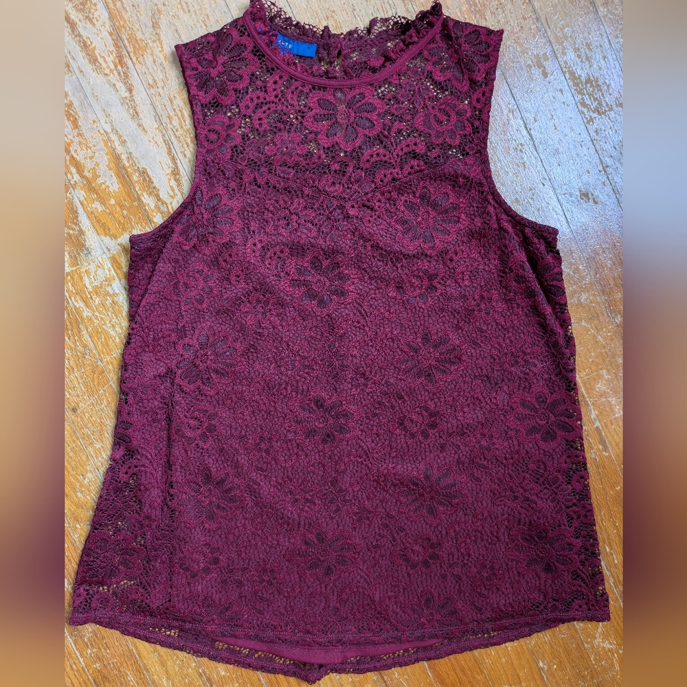 Burgundy Lace Sleeveless Dress